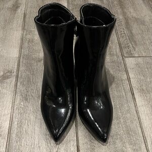 Olivia & Kate Black Patent Leather Ankle Boots size 9